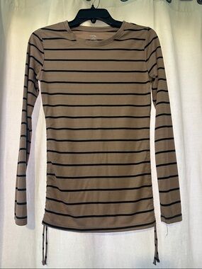 George Brown and Black Striped Long-Sleeve Crewneck Top